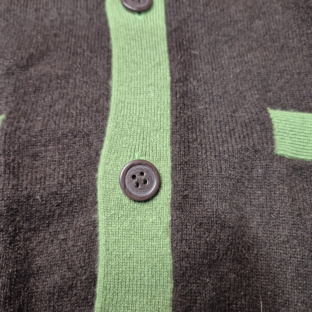 Barneys New York Brown Cardigan with Green and Gray Details - Picture 5 of 10